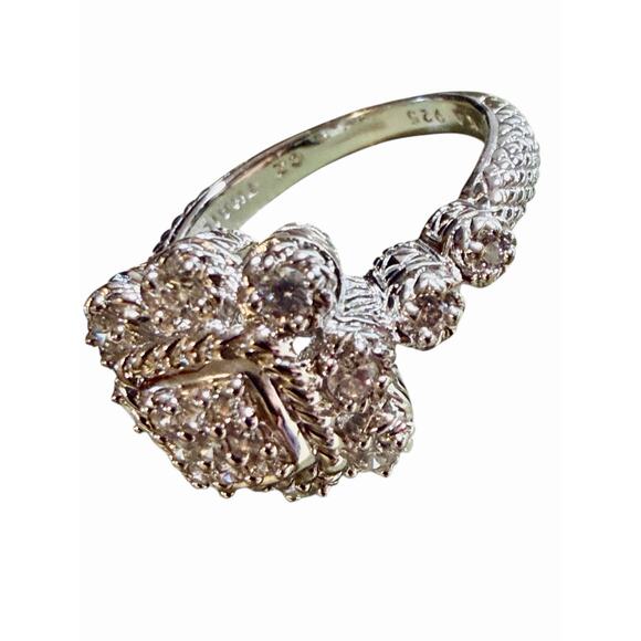 Gorgeous Judith Ripka Sterling Silver 925 Vintage Statement Flower Ring Size 9 - Picture 3 of 5